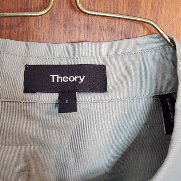 Theory Men’s Casual Lightweight Plain Button Down Shirt Size Large - Picture 2 of 4